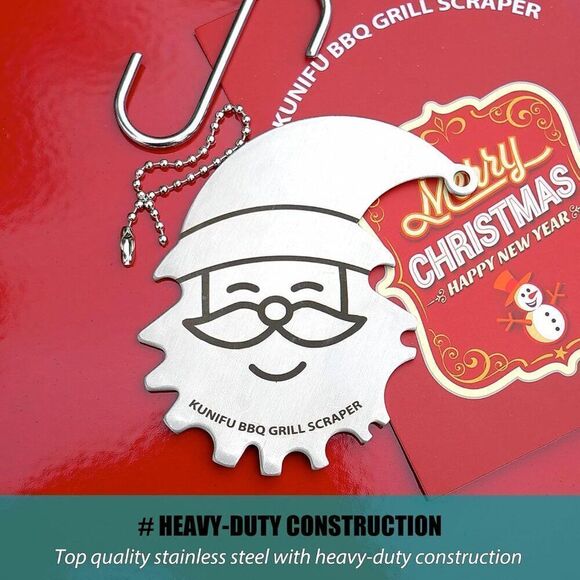 Santa BBQ Grill Scraper Stocking Stuffers Bristle-Free for Griddle Gadgets - Picture 2 of 8